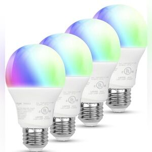 Amazon Basics White Color Changing Smart A19 LED Light Bulb Works w Alexa 4-pack